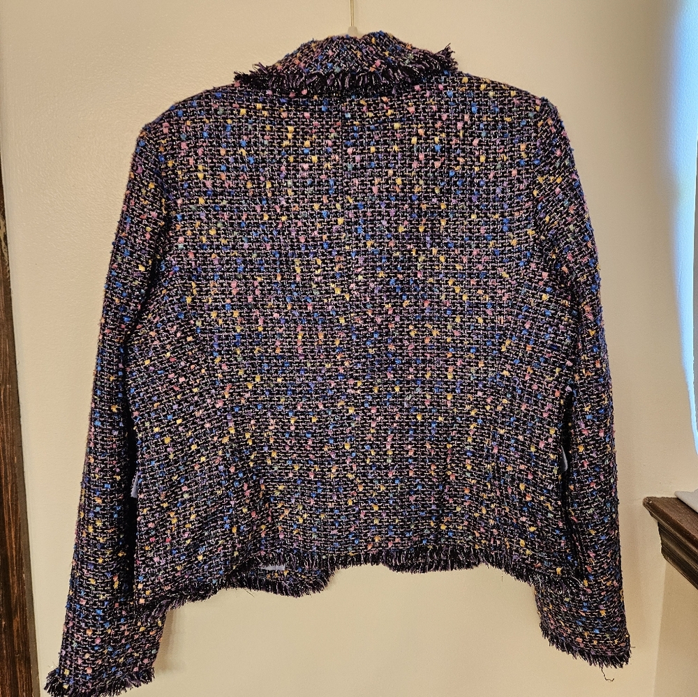 Chadwicks Colorful Tweed Blazer with Frayed Edges
